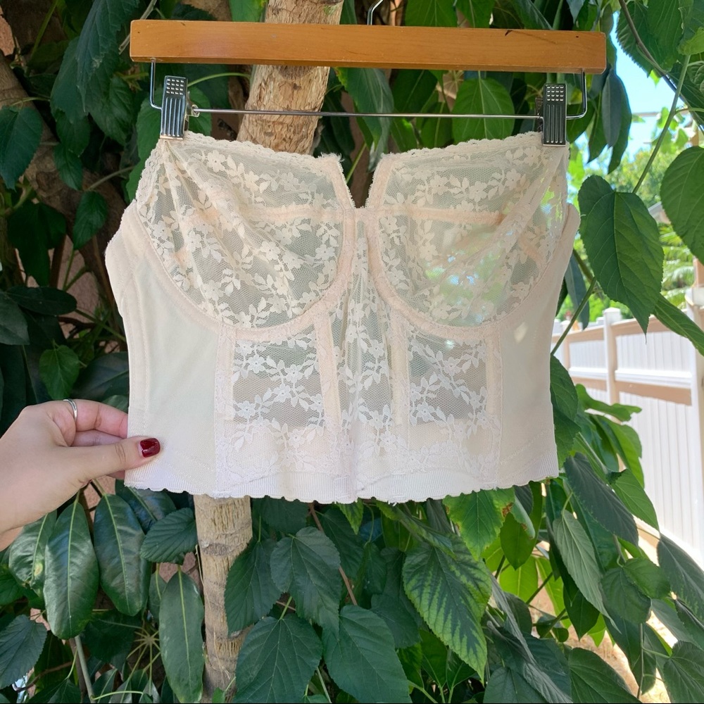 Vintage lace nude lingerie corset.